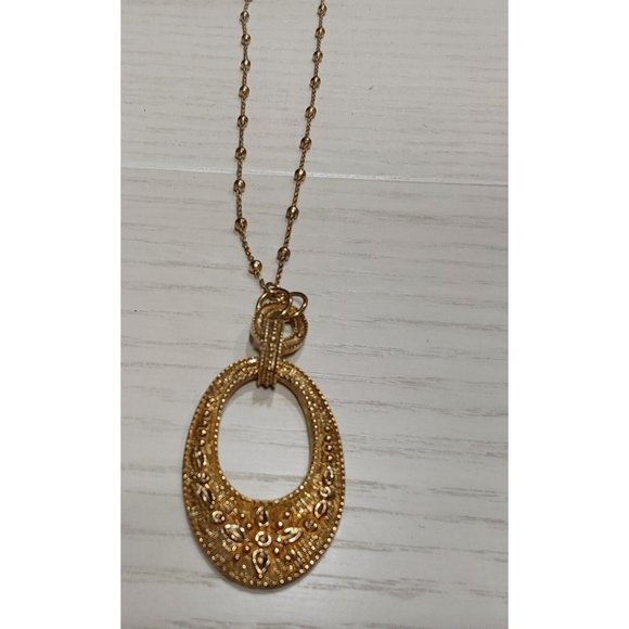 Gorgeous Vtg Italian Necklace Pendent Gold Plate Over Sterling Silver‎ 24" Long - Picture 1 of 3